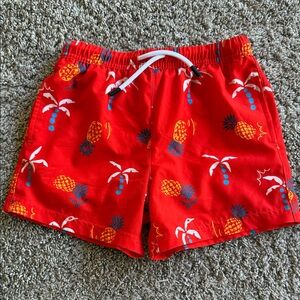 Maamgic compression lined swim trunks in red print size 5/6